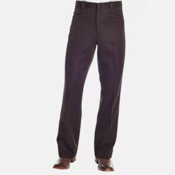CIRCLE S Western Pants Mens 32 Brown Flat Front Dress Slacks Cowboy Ranch Pant - Picture 1 of 15
